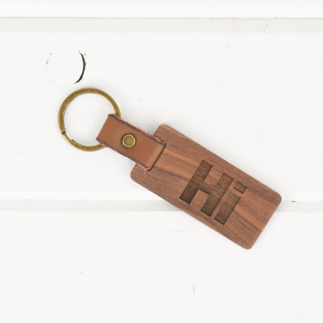 Hawaii Wood/Leather Keychain