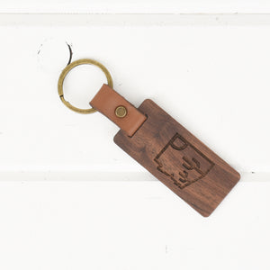 Arizona Wood/Leather Keychain