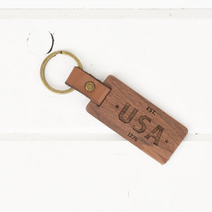 USA Collection - Wood/Leather Keychains