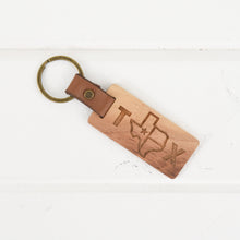 Load image into Gallery viewer, Texas Wood/Leather Keychain