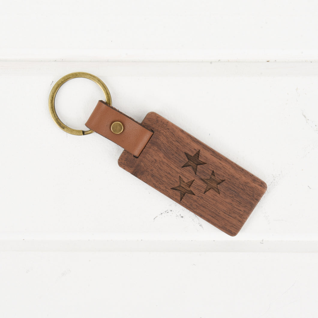 Tennessee Wood/Leather Keychain