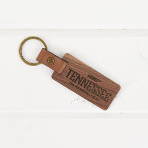 Tennessee Wood/Leather Keychain