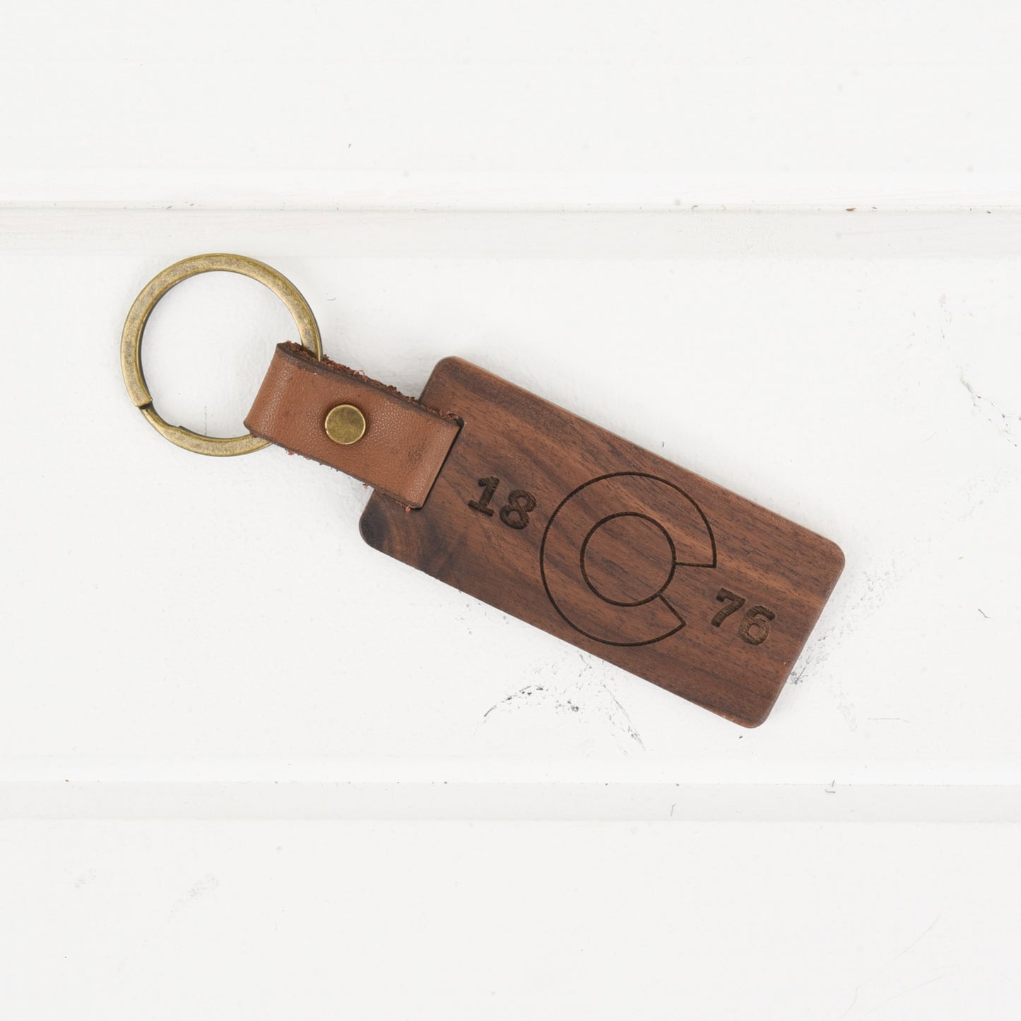 Colorado Wood/Leather Keychain