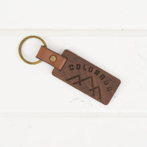 Colorado Wood/Leather Keychain